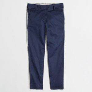 NWT Womens Size 2 J. Crew Navy Tuxedo Navy Skimmer Pants with White Pipe Stripe